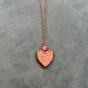 Rose gold glitter heart locket necklace